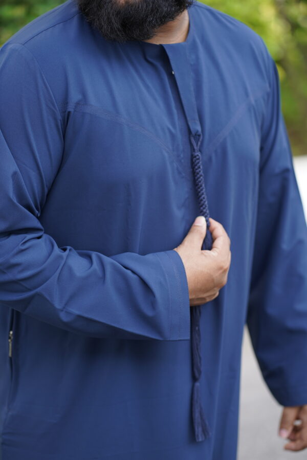 Omani Thobe - Navy Blue - Image 7